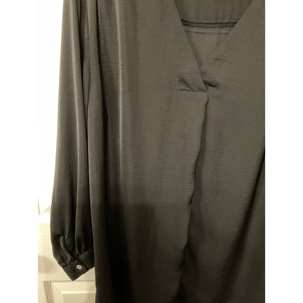 Glam Black Long Sleeve Shirt Sheath Dress, M - Picture 3 of 5